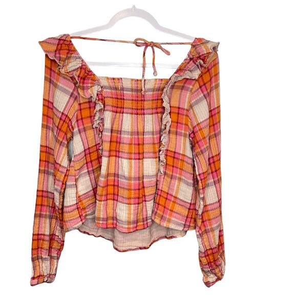 WE THE FREE FREE PEOPLE Siena Plaid Pullover Blouse Sz Small Autumn Cottagecore - Picture 7 of 14